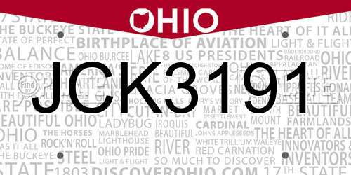 JCK3191 Ohio License Plate