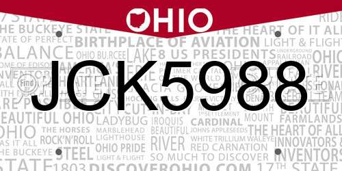 JCK5988 Ohio License Plate