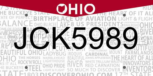 JCK5989 Ohio License Plate