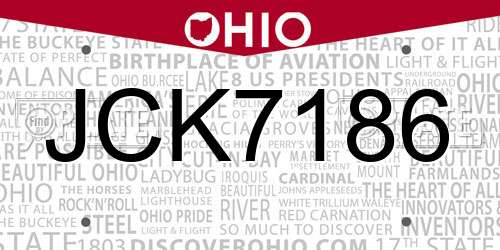 JCK7186 Ohio License Plate