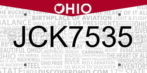 JCK7535 Ohio License Plate