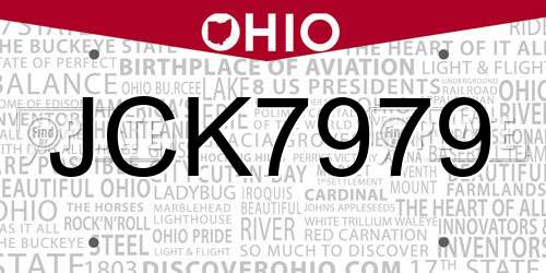 JCK7979 Ohio License Plate