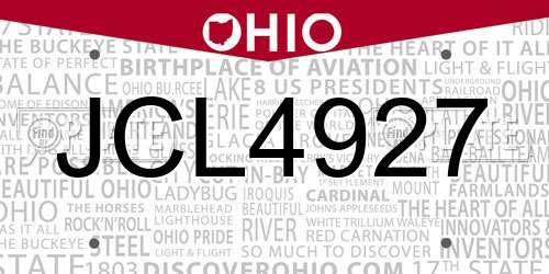 JCL4927 Ohio License Plate