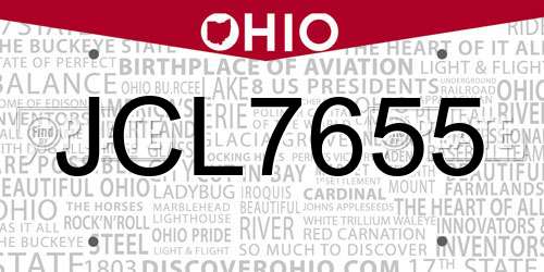 JCL7655 Ohio License Plate