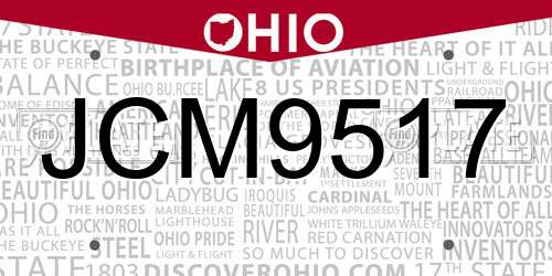 JCM9517 Ohio License Plate