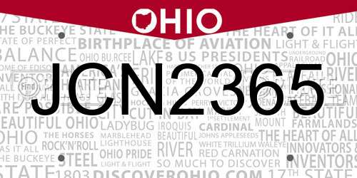 JCN2365 Ohio License Plate
