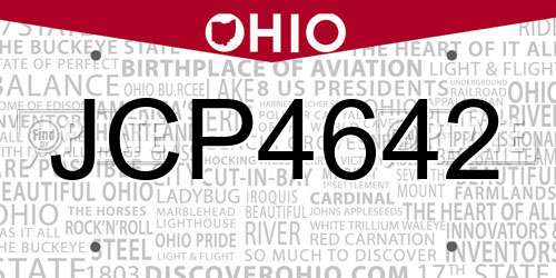 JCP4642 Ohio License Plate