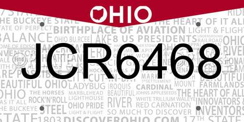 JCR6468 Ohio License Plate