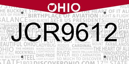 JCR9612 Ohio License Plate