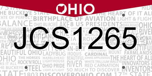 JCS1265 Ohio License Plate