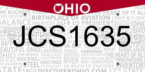 JCS1635 Ohio License Plate