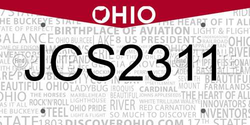 JCS2311 Ohio License Plate
