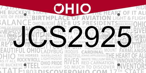 JCS2925 Ohio License Plate