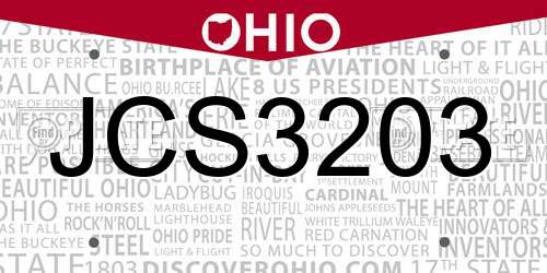 JCS3203 Ohio License Plate