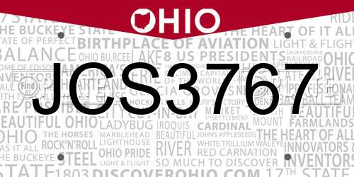 JCS3767 Ohio License Plate