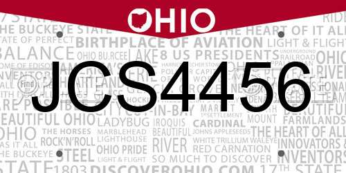 JCS4456 Ohio License Plate