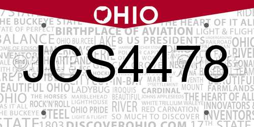 JCS4478 Ohio License Plate