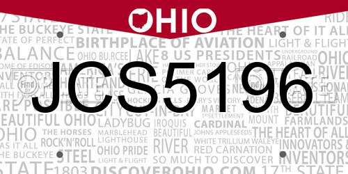 JCS5196 Ohio License Plate