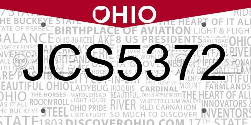 JCS5372 Ohio License Plate