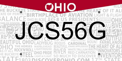 JCS56G Ohio License Plate