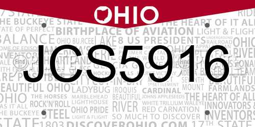 JCS5916 Ohio License Plate