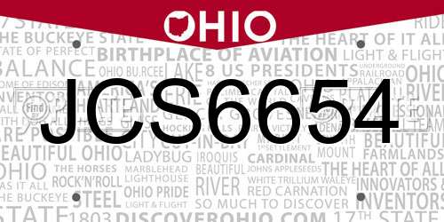 JCS6654 Ohio License Plate