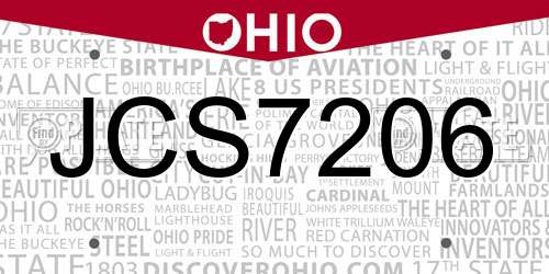 JCS7206 Ohio License Plate