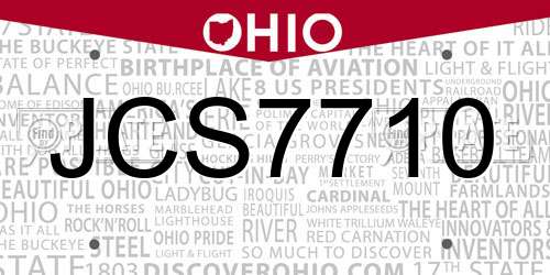 JCS7710 Ohio License Plate