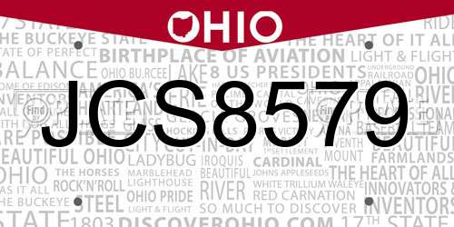 JCS8579 Ohio License Plate