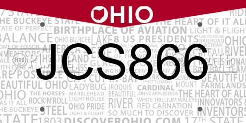 JCS866 Ohio License Plate