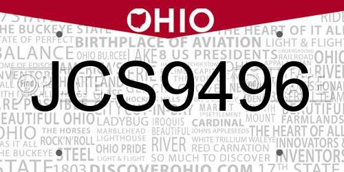 JCS9496 Ohio License Plate