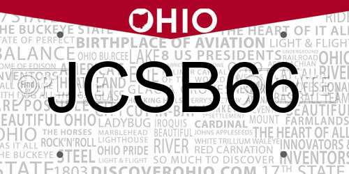 JCSB66 Ohio License Plate