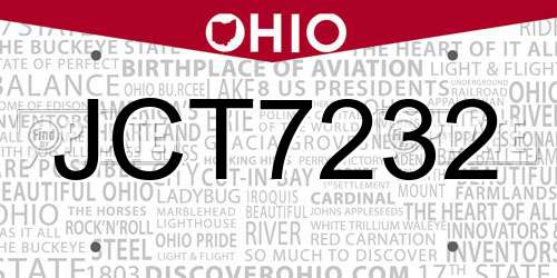 JCT7232 Ohio License Plate
