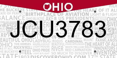 JCU3783 Ohio License Plate