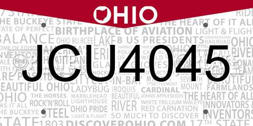 JCU4045 Ohio License Plate
