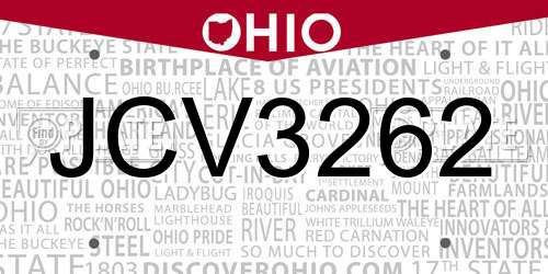 JCV3262 Ohio License Plate