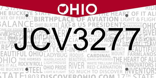 JCV3277 Ohio License Plate