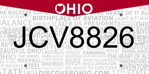 JCV8826 Ohio License Plate