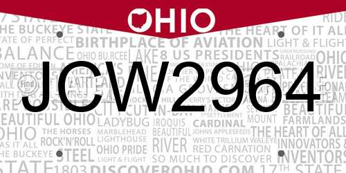 JCW2964 Ohio License Plate