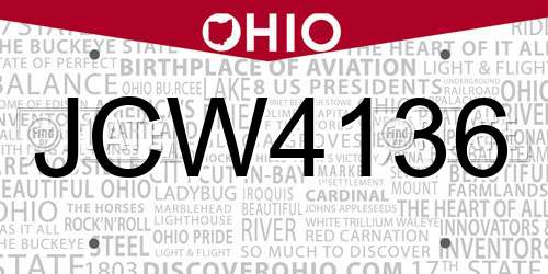 JCW4136 Ohio License Plate