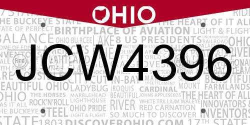 JCW4396 Ohio License Plate