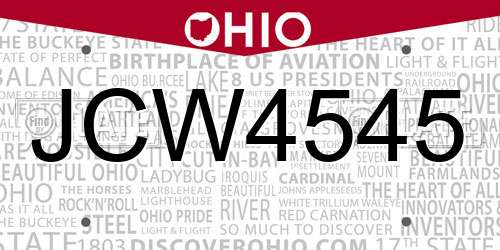 JCW4545 Ohio License Plate