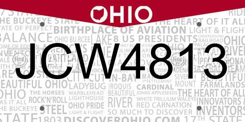 JCW4813 Ohio License Plate