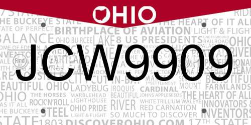 JCW9909 Ohio License Plate