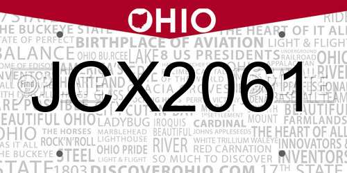JCX2061 Ohio License Plate