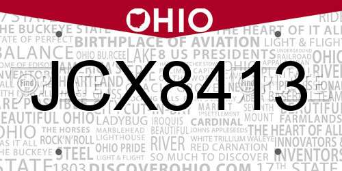 JCX8413 Ohio License Plate