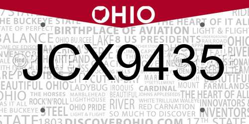 JCX9435 Ohio License Plate