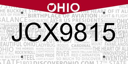 JCX9815 Ohio License Plate