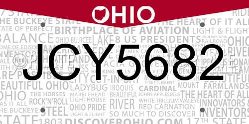 JCY5682 Ohio License Plate