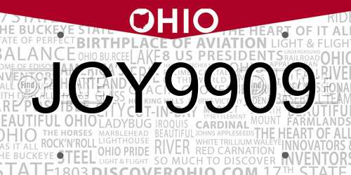 JCY9909 Ohio License Plate